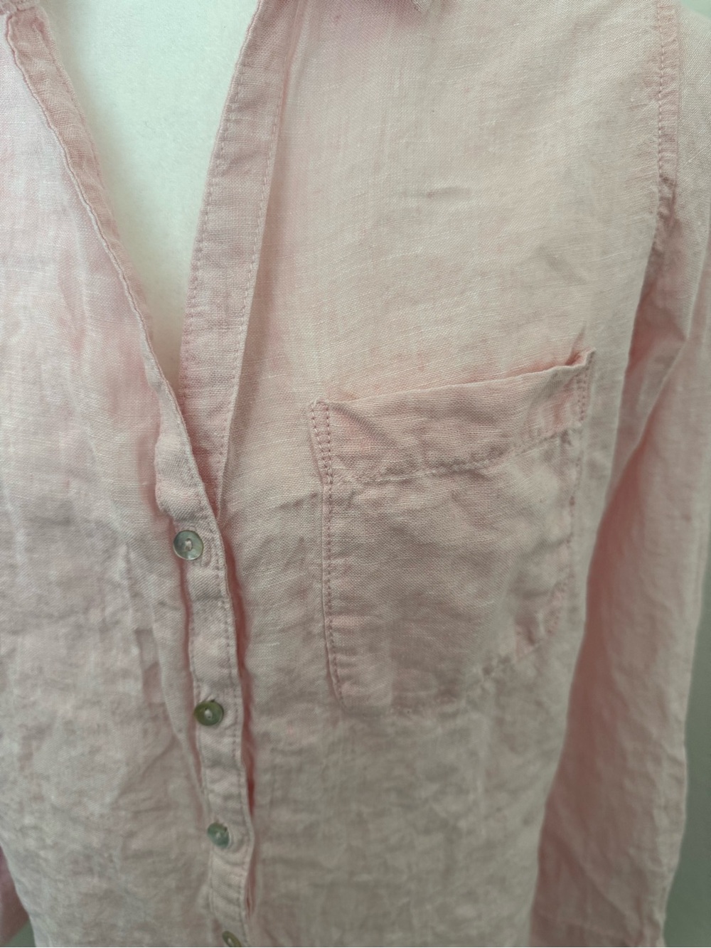 Sigrid Olsen Pale Pink Linen Button-Down Shirt - Picture 4 of 4